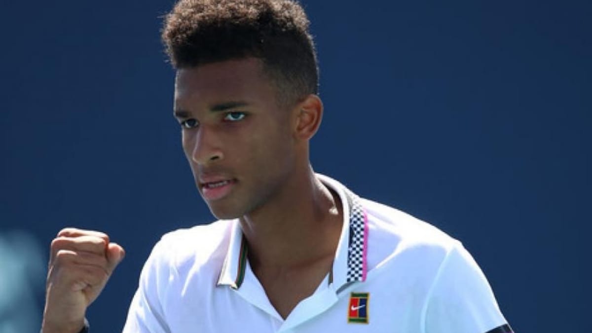 Felix Auger Aliassime trains at the Rafa Nadal Academy to prepare for the Australian Open 2021