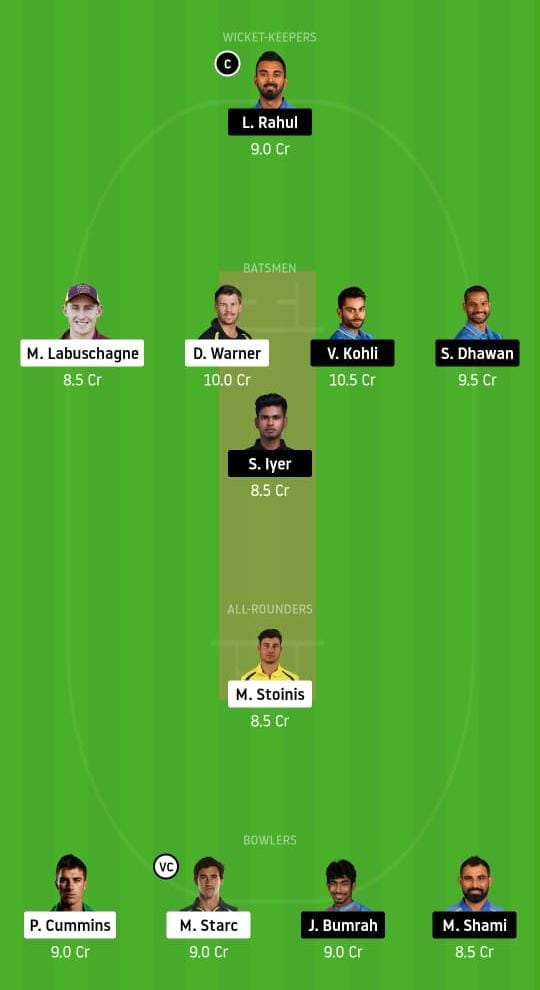 Australia vs India 1st odi dream11