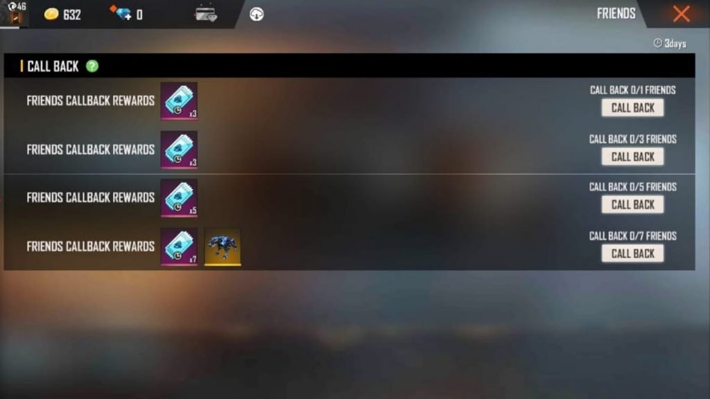 Free Fire Call Back Event for Friends: All you need to know 2 CALL BACK