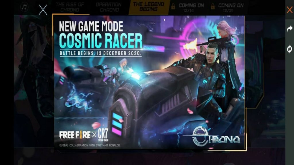 Garena Free Fire: Tips to play The Cosmic Racer, Mode in operation Chrono, "The Legend Begins" 2 free fire cosmic racer