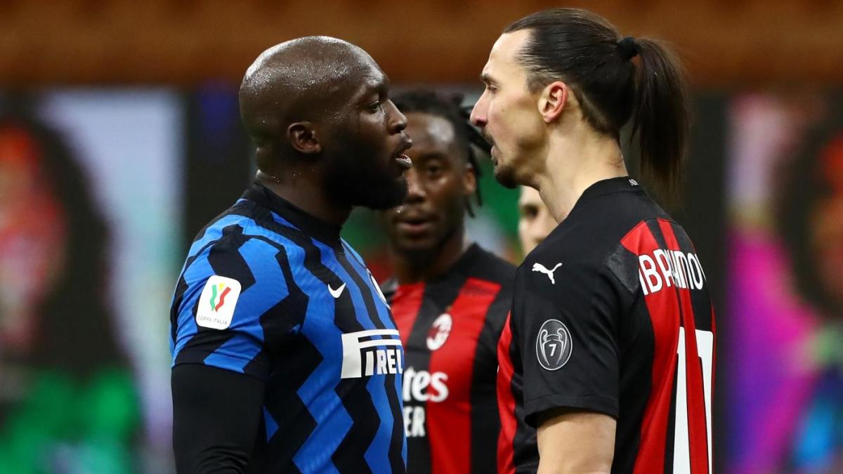 Romelu Lukaku and Zlatan Ibrahimovic involved in heated tussle at end of half-time in the Milan Derby quarter-final in Coppa Italia