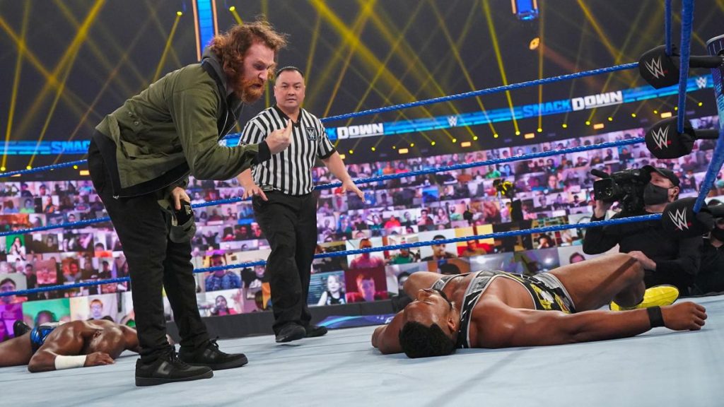 WWE Smackdown results – 22/01/2021 (Intercontinental Championship match, Obstacle course) 7 wwe big e sami zayn