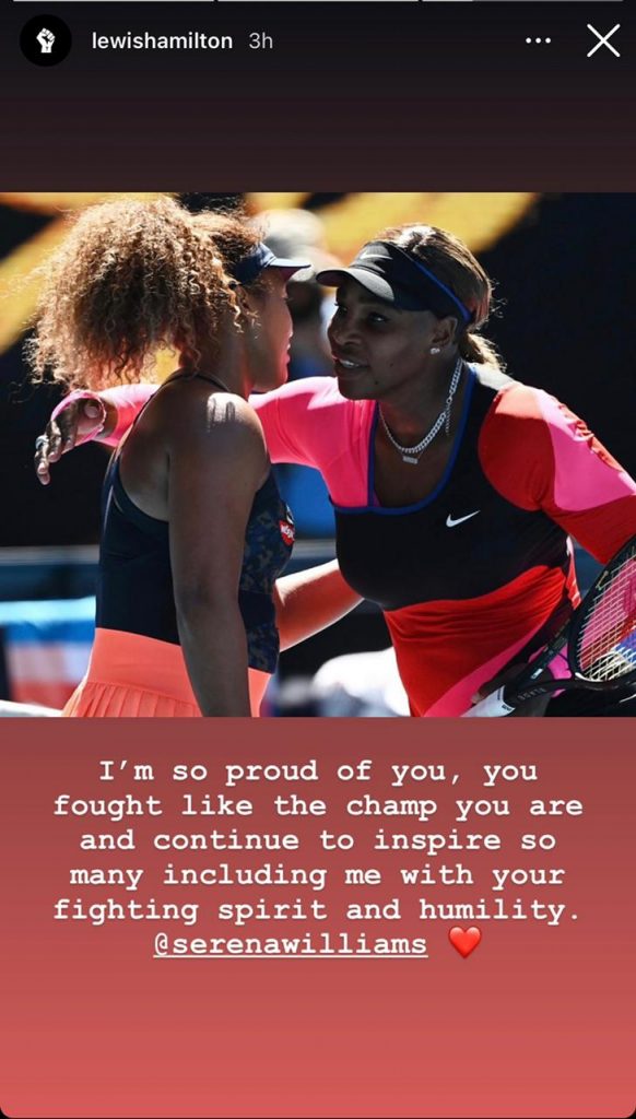 Australian Open 2021: "I am so proud of you" - Lewis Hamilton sends moving message to Serena Williams 3 Hamilton Story