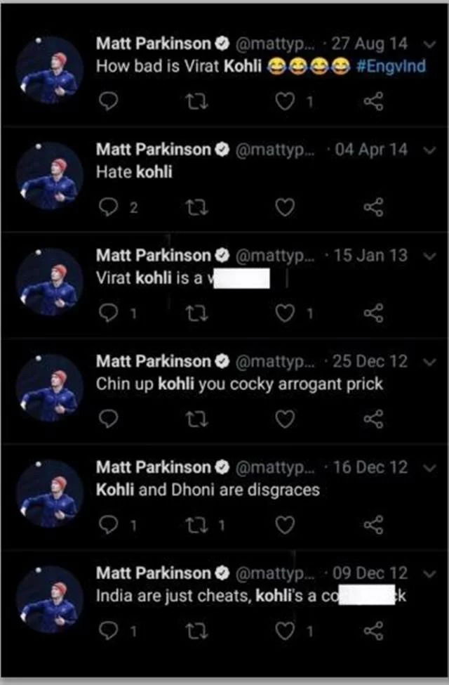 Twitter reacts to old, insulting tweets from England's Matt Parkinson directed at Virat Kohli and MS Dhoni 2 Matt Parkinson Virat Kohli