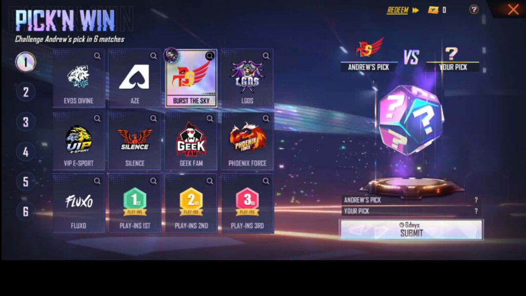 Free Fire World Series 2021 Pick'n Win Event: Vote for your favourite teams! 1 Free Fire World Series 2021 Pick'n Win Event