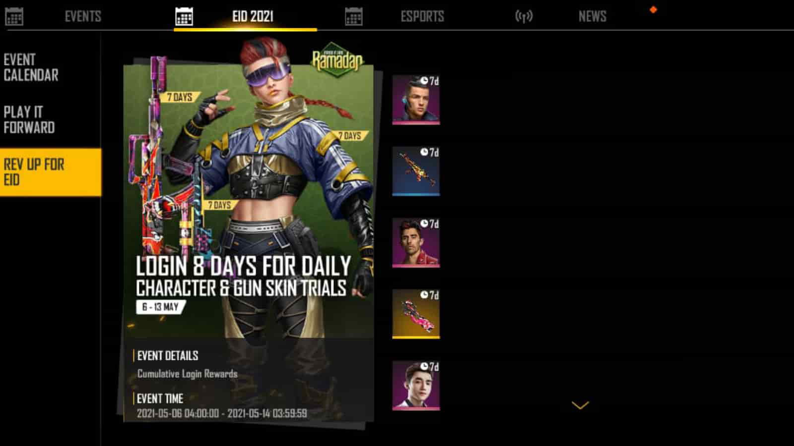 Rev Up for Eid Event in Free Fire Ramadan events: Get Free characters in Free Fire 1 Rev Up for Eid Event