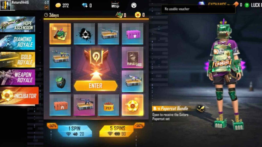Garena Free Fire Safari Riot Incubator 50% off Today only: Get exclusive bundles today! 1 Free Fire safari Riot Incubator