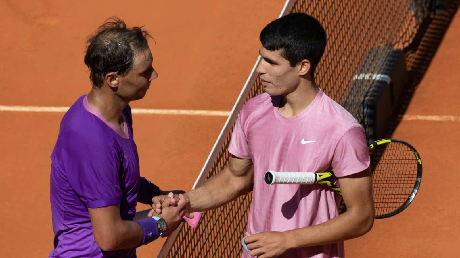 Rafael Nadal congratulates Spanish rising star Carlos Alcaraz on his Croatian Open win