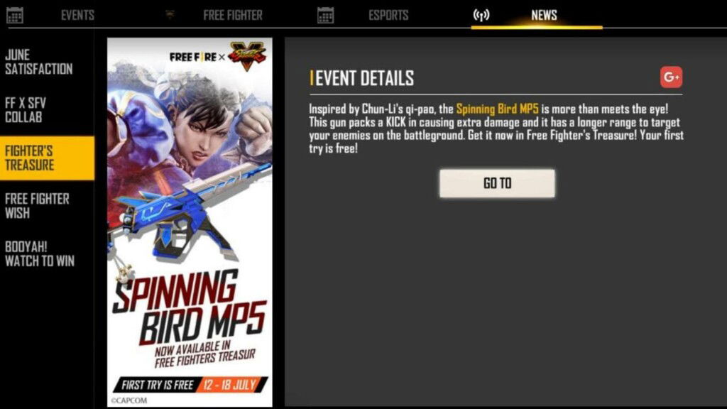 How to get the MP5 Spinning Bird in Free Fire Fighter's Treasure? 1 MP5 Spinning Bird in Free Fire