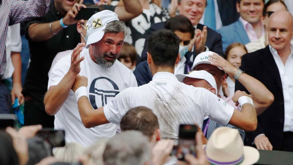 Goran Ivanisevic and Novak Djokovic in the Players' Box