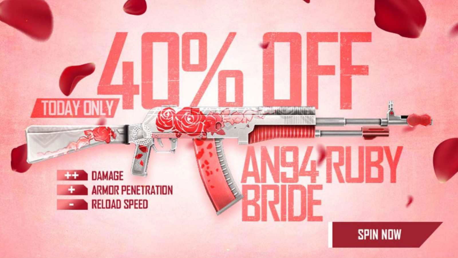 How to get the Free Fire AN94 Ruby Bride at 40% off in Weapon Royale?