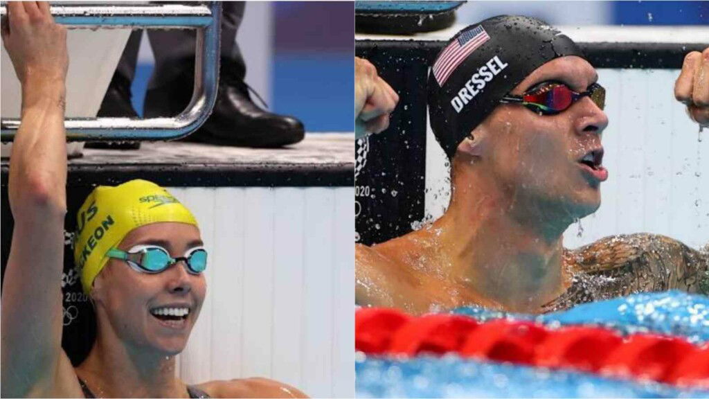 50m freestyle finals; Emma McKeon, Caeleb Dressel celebrate