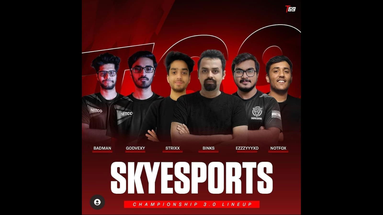 Team T69 adds BadmaN, Ezzyyy, and Godvexy to their roster for Skyesports 3.0: T69 2.0 is finally here