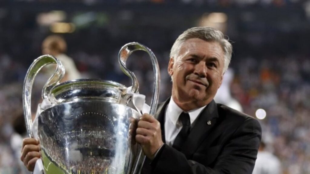 Carlo Ancelotti with Champions League trophy