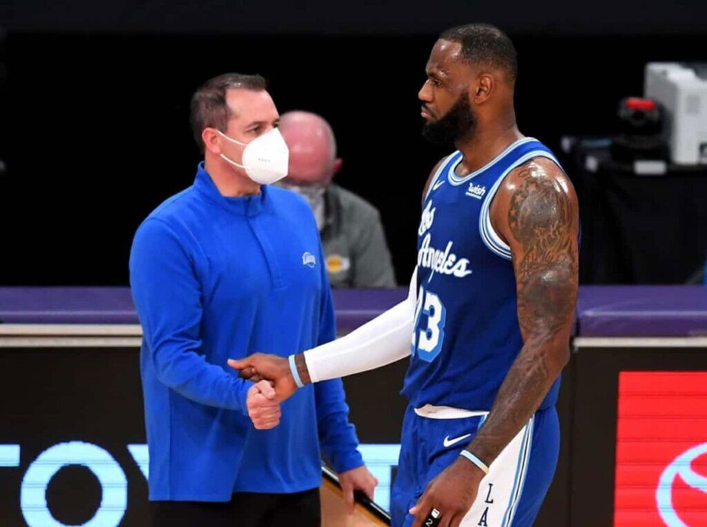 Lakers Coach Frank Vogel and LeBron James