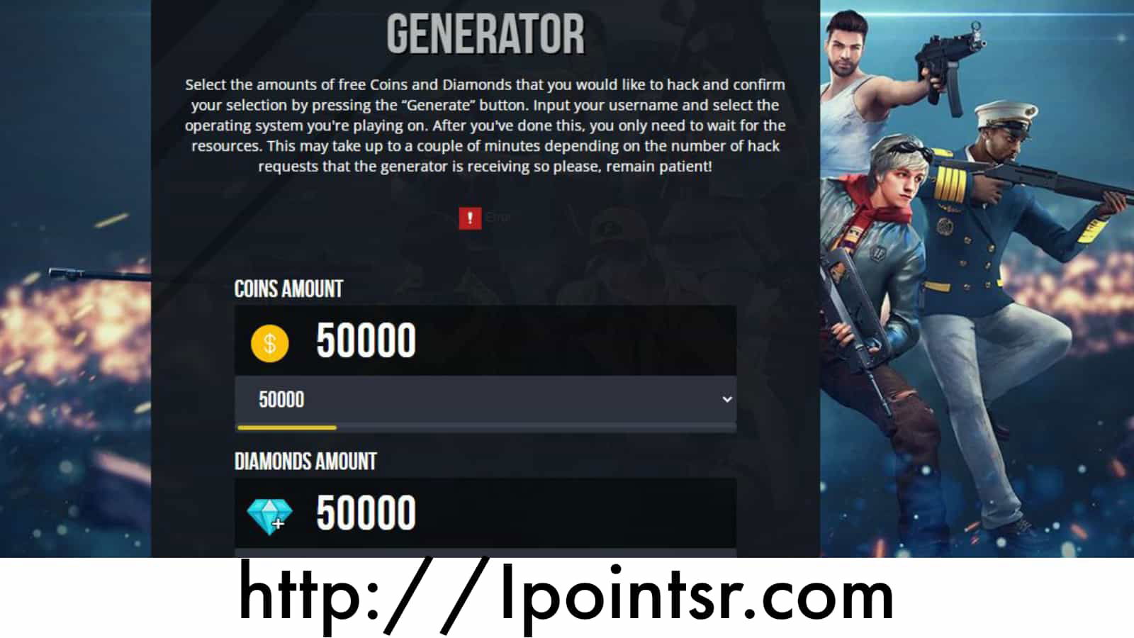 Ipointsr.com – Free Fire Diamond Hack generator: Is it safe to use in 2021?