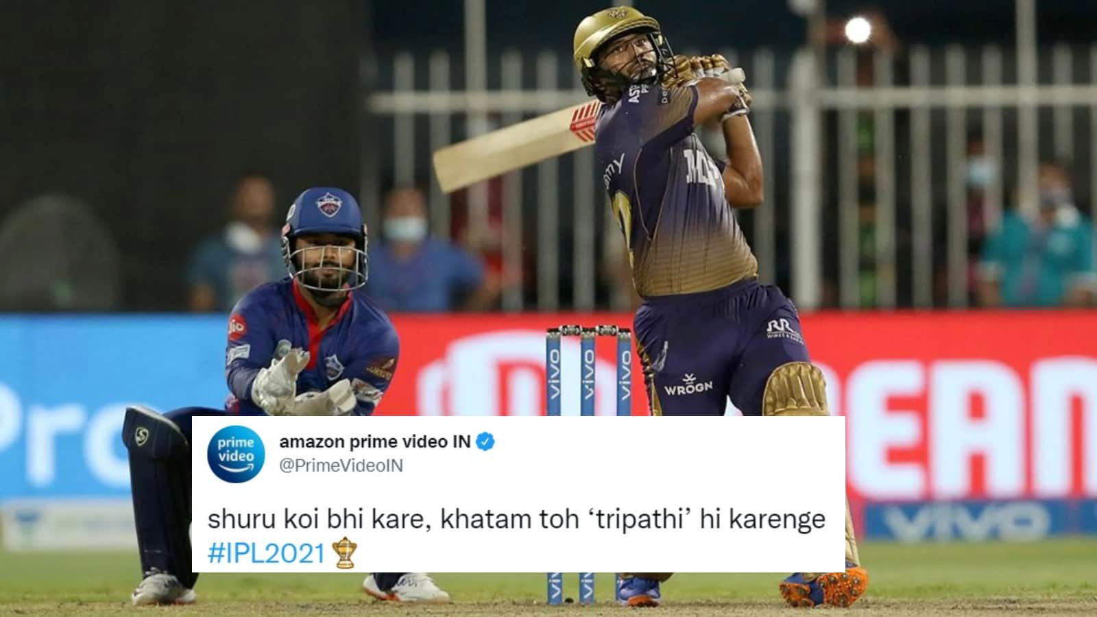 “Finish to Tripathi hi karega”: Netizens go crazy over Amazon Prime tweet on Rahul Tripathi innings