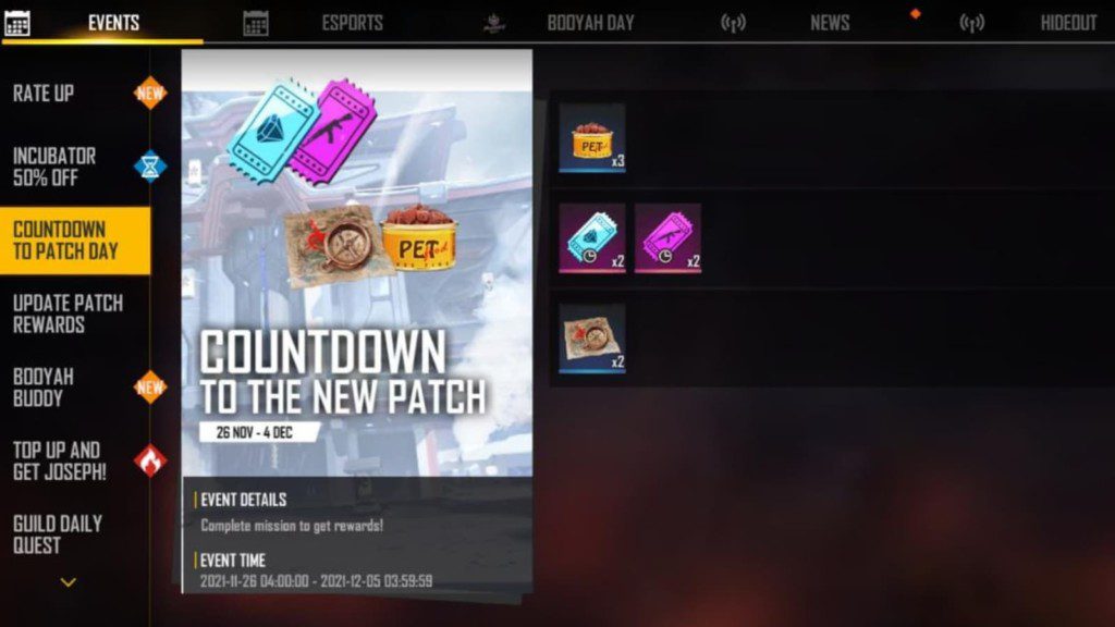 Free Fire Patch Update rewards: Get Vouchers and more! 1 Free Fire Patch Update rewards
