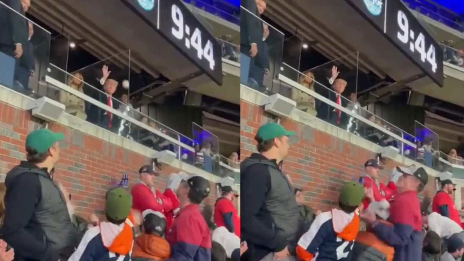 WATCH: Twitter goes bonkers after video of Donald Trump accidentally hitting a child on the head with baseball at World Series goes viral