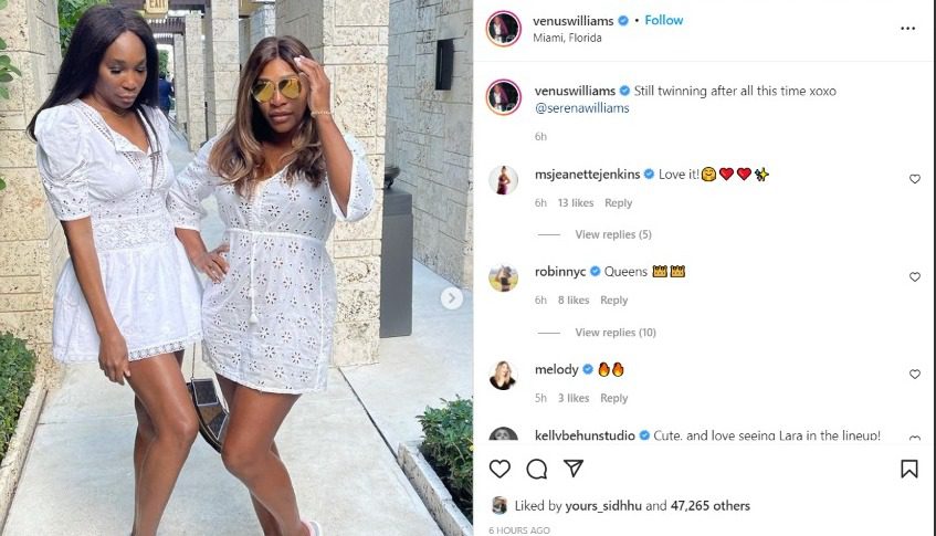 Fans can't keep calm as Venus and Serena Williams light up Instagram with latest "Twinning" post! 2 Serena and Venus Williams