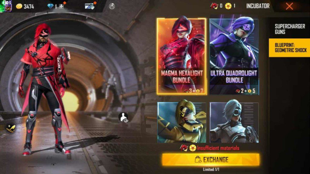 How to get the Magma Hexlight Bundle in Free Fire Geometric Shock Incubator? 1 Magma Hexlight Bundle in Free Fire