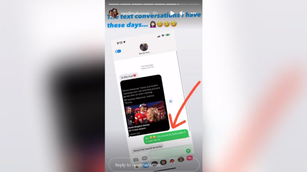 "Leave us alone," Patrick Mahomes' mom uses Kanye west popular "meme" to make a bold statement on the family rumours 1 Randi Mahomes shared this screenshot