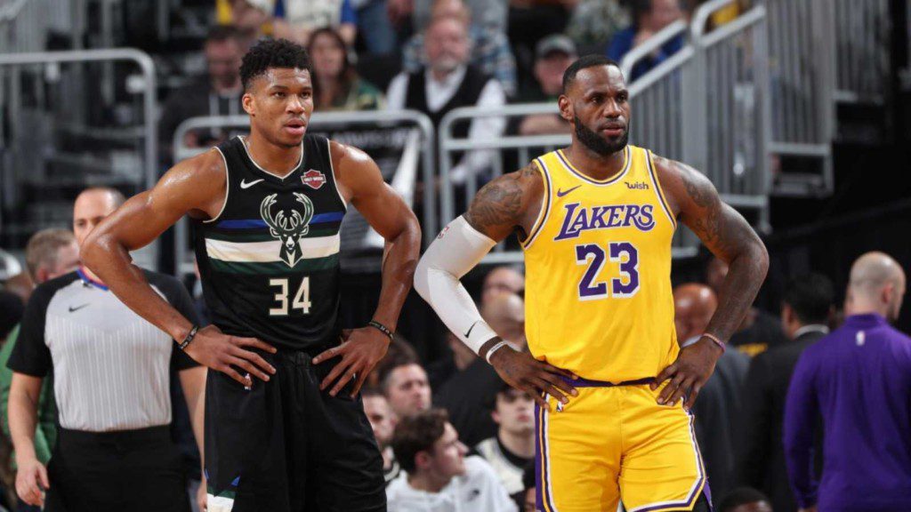 Giannis Antetokounmpo with LeBron James