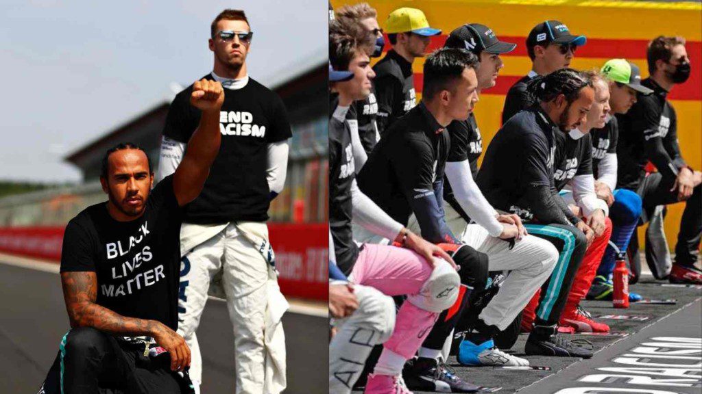 "We really need to do something," Lewis Hamilton speaks out against F1's ban on kneeling against racism 1 Lewis Hamilton and the grid will not be talking the knee from 2022 as F1 has decided to ‘move on' from 'gestures to 'actions'