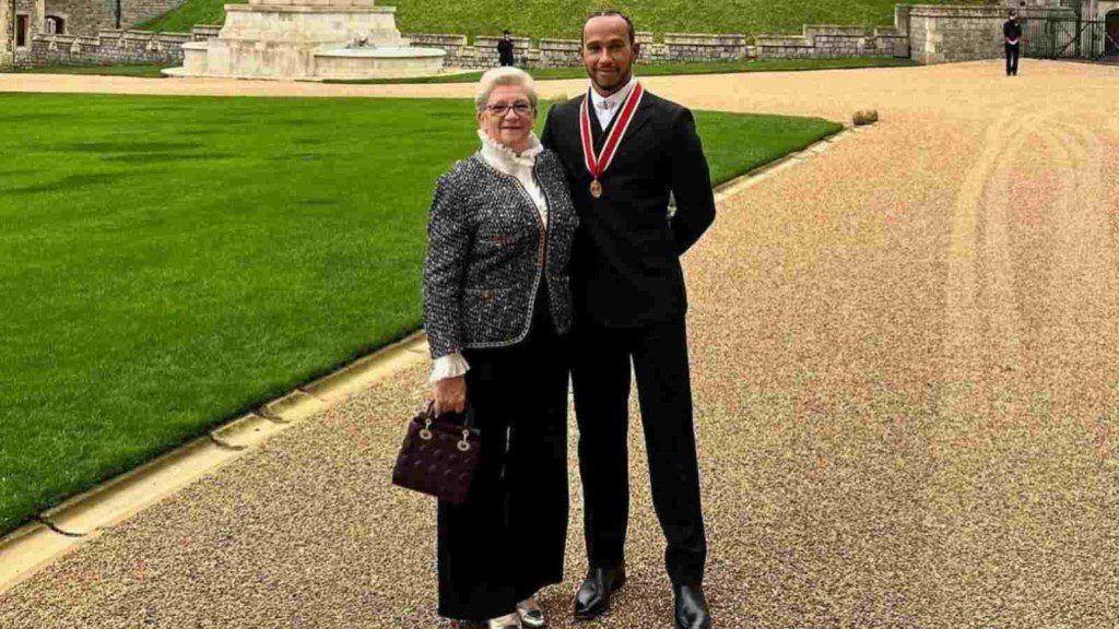 "It's SIR actually," Lewis Hamilton reminds George Russell of his knighthood with a witty response 1 Lewis Hamilton with his mother Carmen Larbalestier