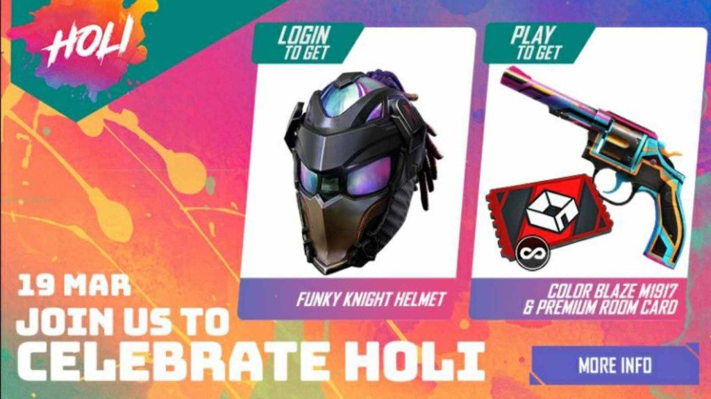 How To Get Funky Knight Helmet In Free Fire MAX Holi Login Event? 1 Holi Login Event