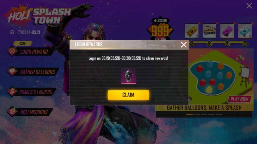 How To Get Funky Knight Helmet In Free Fire MAX Holi Login Event? 2 Funky Knight Helmet