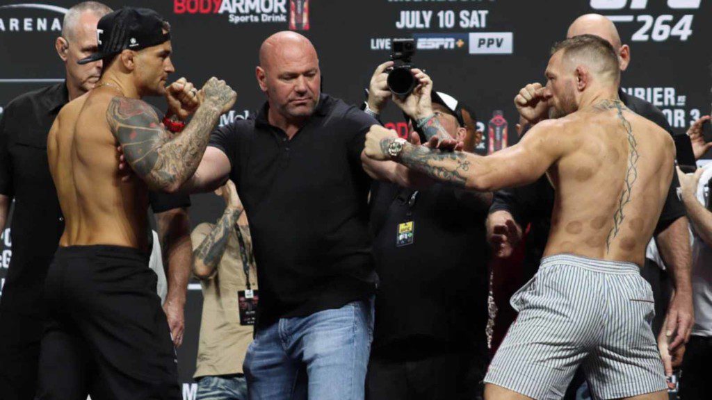 "They are f**king crazy" Dana White tells Logan Paul he is going to step down from officiating face-offs 2 Conor McGregor and Dustin Poirier UFC 264 weigh ins