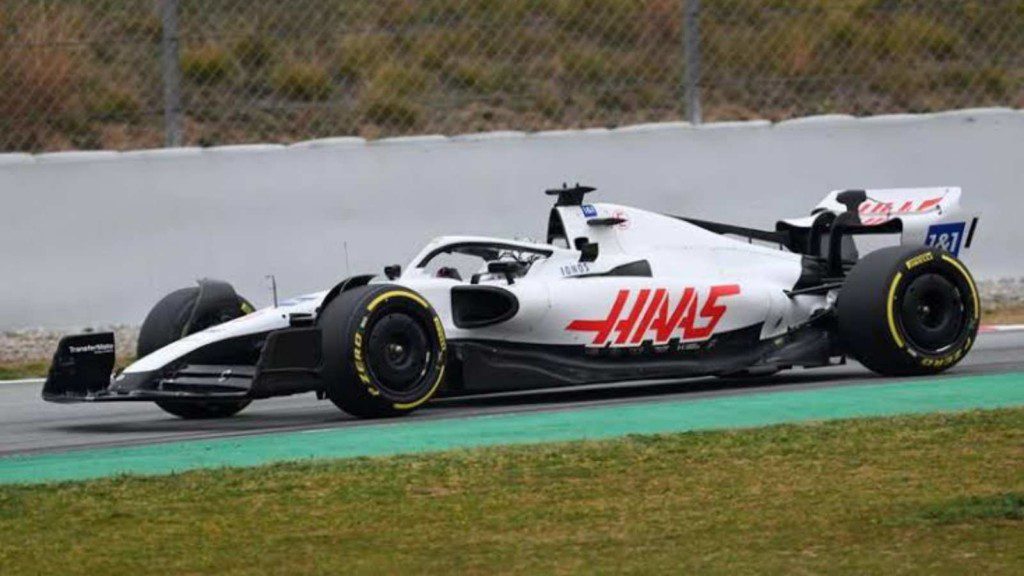 Haas' VF-22 at the Bahrain International Circuit during testing