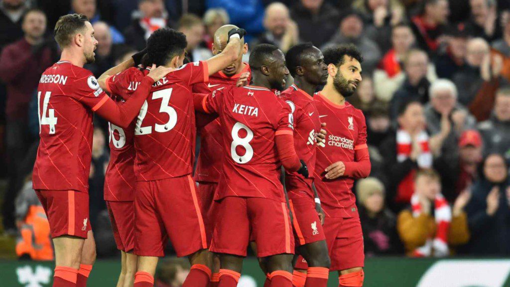 Liverpool celebrate their goal