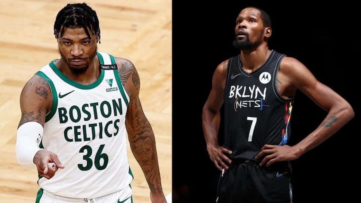 “Damn you on the wrong team bro” Marcus Smart drops hilarious reaction after Kevin Durant knocks one-legged 3-pointer in Game 4