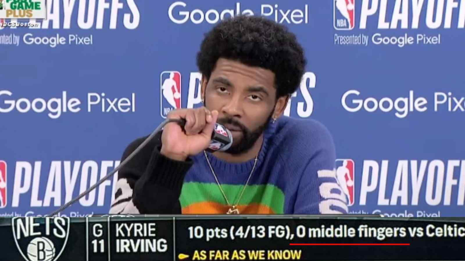 “0 Middle Fingers” NBC Sports Boston heavily trolls Kyrie Irving after Celtics secure Game 2 via late surge