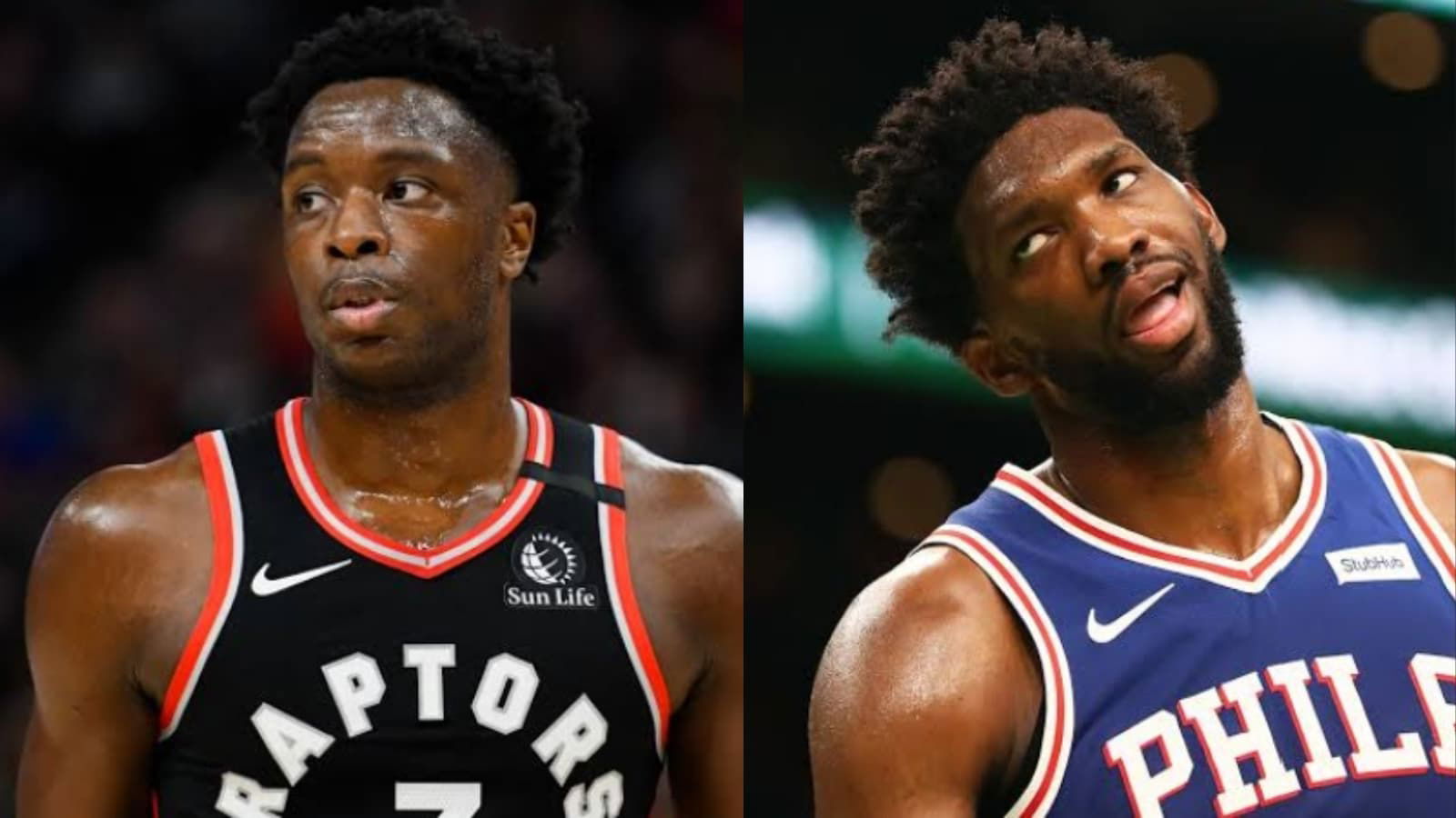 “This team is not tough” Joel Embiid completely man-handles the entire Raptors squad on-court during a heated exchange with OG Anunoby