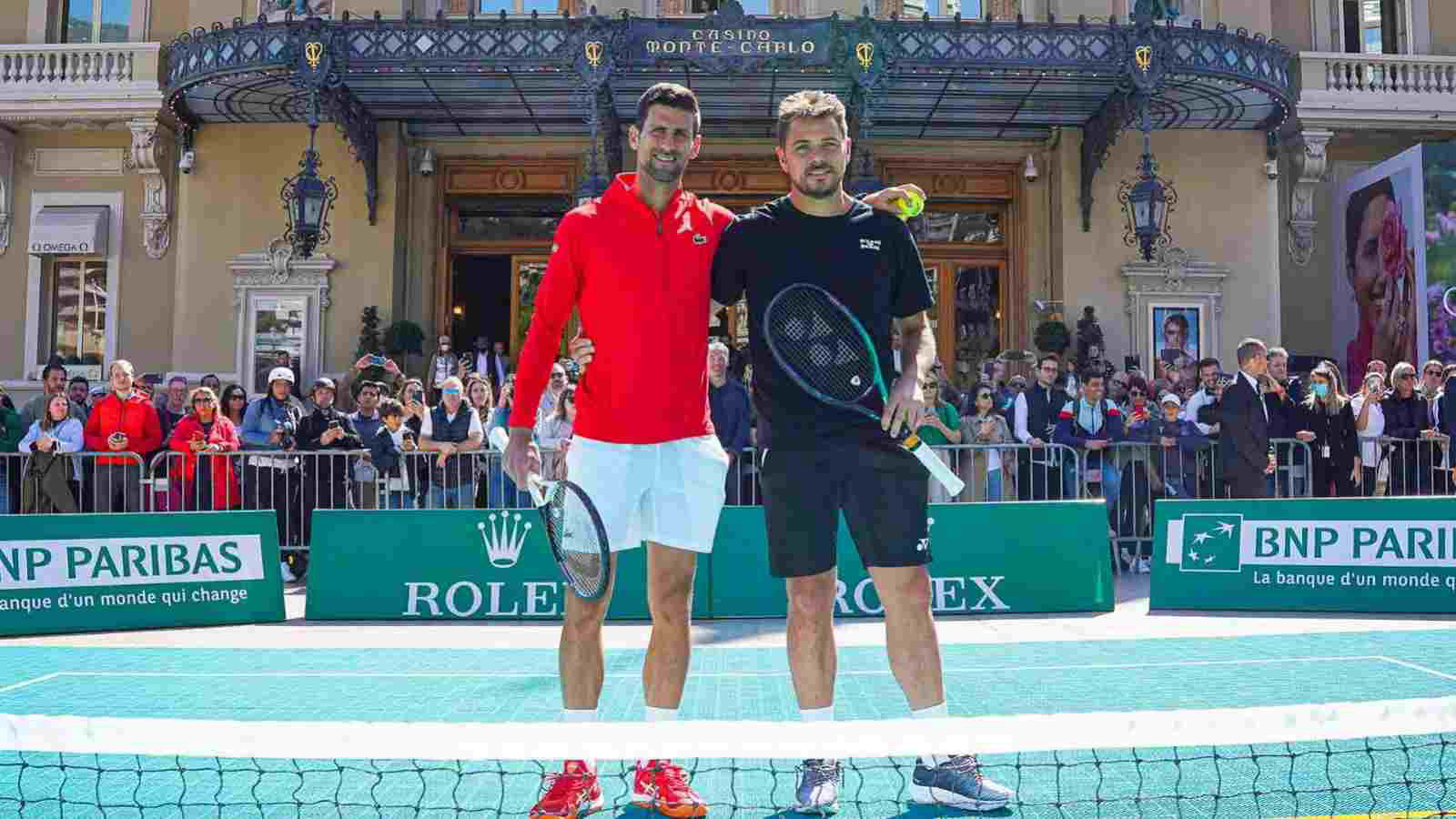 Watch: Novak Djokovic and Stanislas Wawrinka compete in a mini-match ahead of the ATP Monte-Carlo Masters