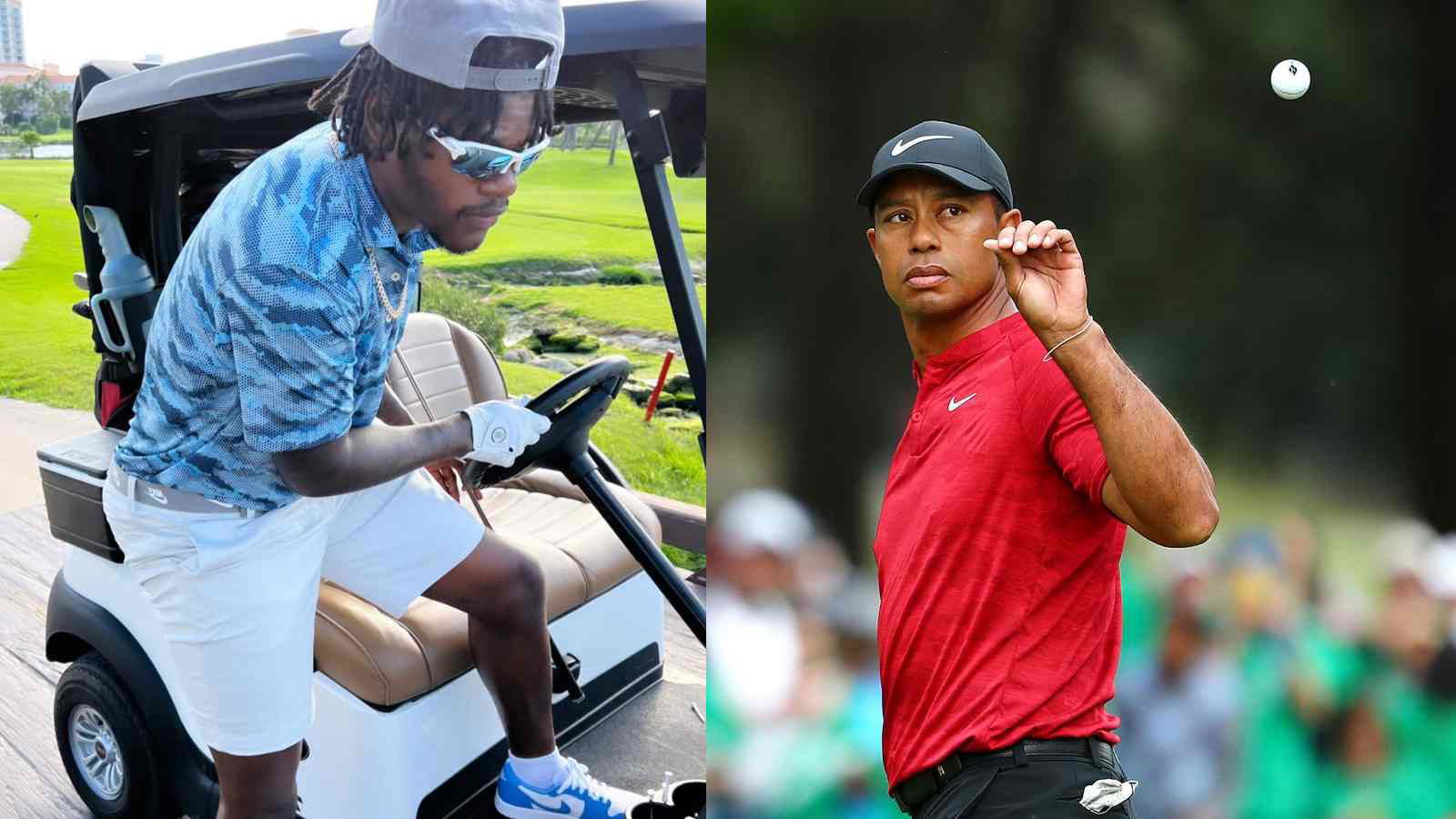 “Need help Woods”: First-time golfer Lamar Jackson struggles big time on the course, asks Tiger Woods for assistance