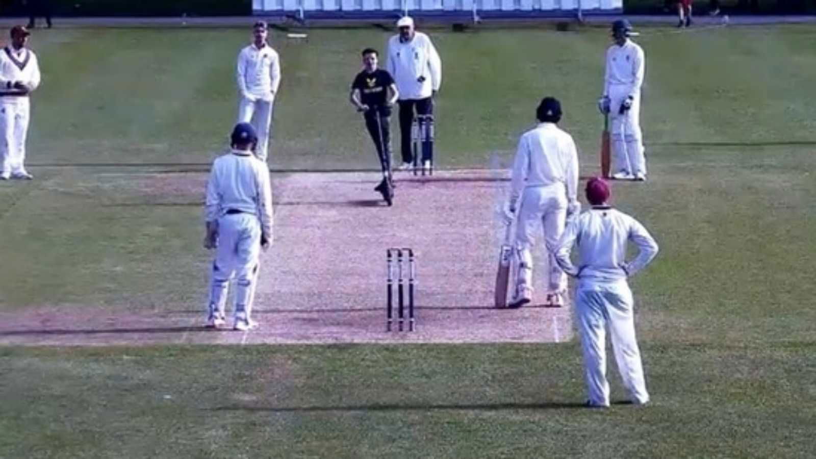 [Watch] – Match comes to a hilarious halt as pitch invader rides scooter into the field; Video goes viral