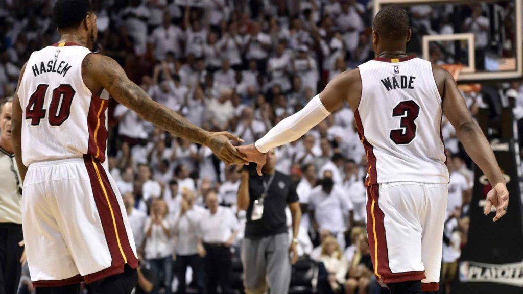 Udonis Haslem and Dwyane Wade