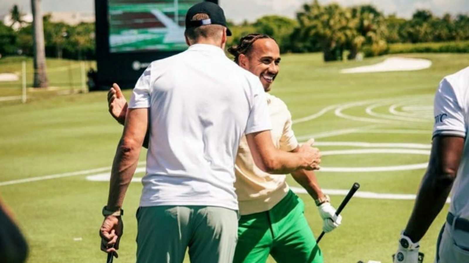 ‘Two GOATS United,’ Lewis Hamilton and Tom Brady head out to the golf course in Miami