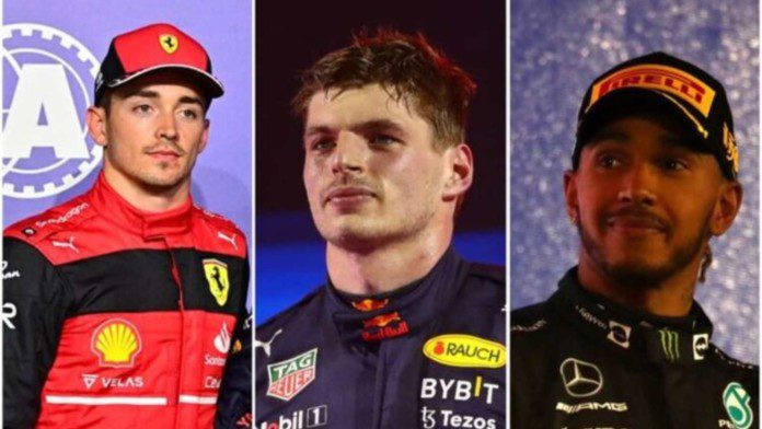 Max Verstappen , Charles Leclerc and Lewis Hamilton