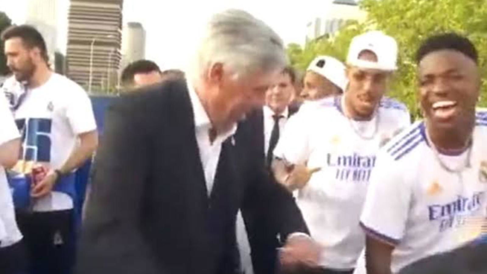 WATCH: Real Madrid coach Carlo Ancelotti shows off his dancing moves after clinching his sixth Champions League title