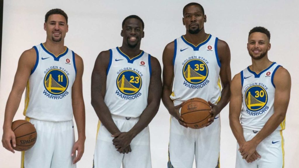 Golden State Warriors' team with Kevin Durant, Stephen Curry, and Klay Thompson