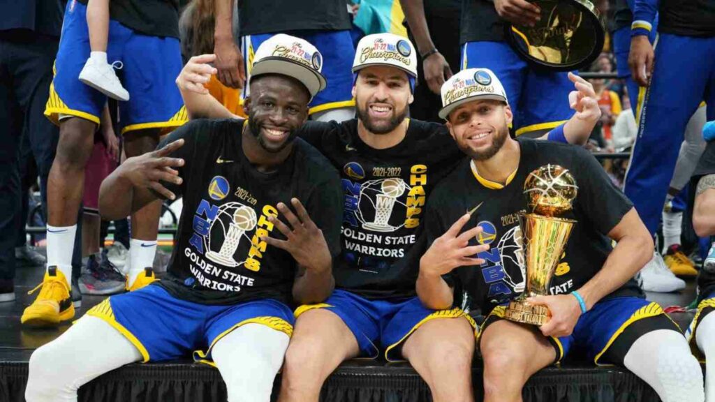 Draymond Green, Klay Thompson and Stephen Curry