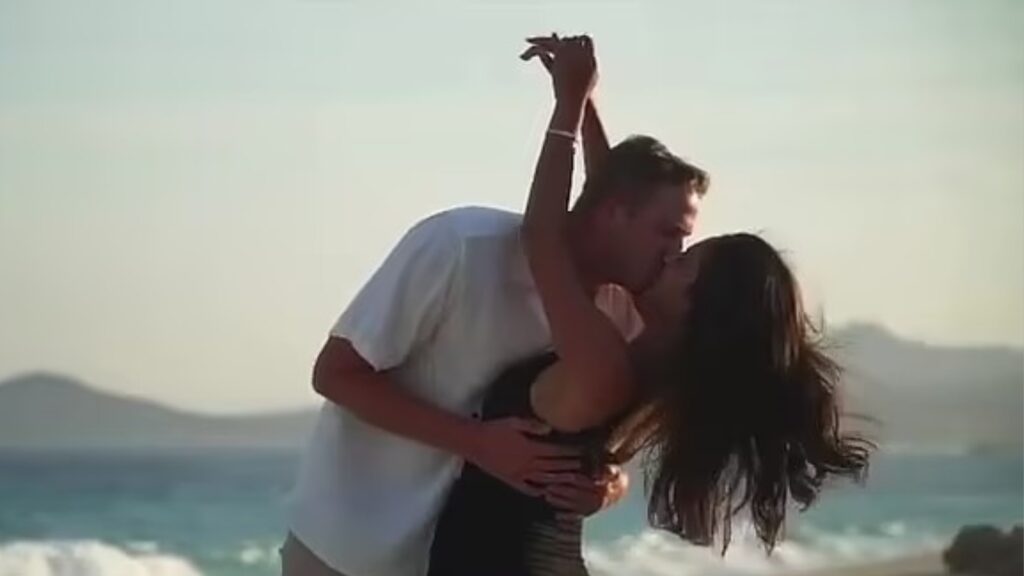 "Can't wait for forever with you," Jared Goff engaged with Sports Illustrated swimsuit model Christen Harper in a stunning beach setting 1 Jared Goff kissing Christen Harper