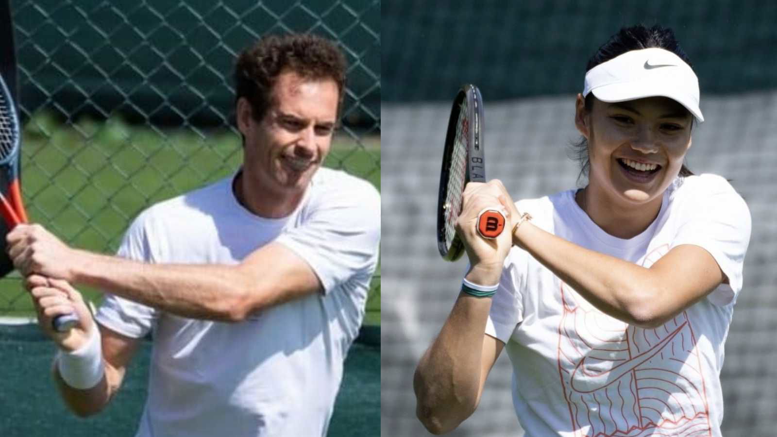 Emma Raducanu and Andy Murray spotted practising on grass-court ahead of their 2022 Wimbledon campaign