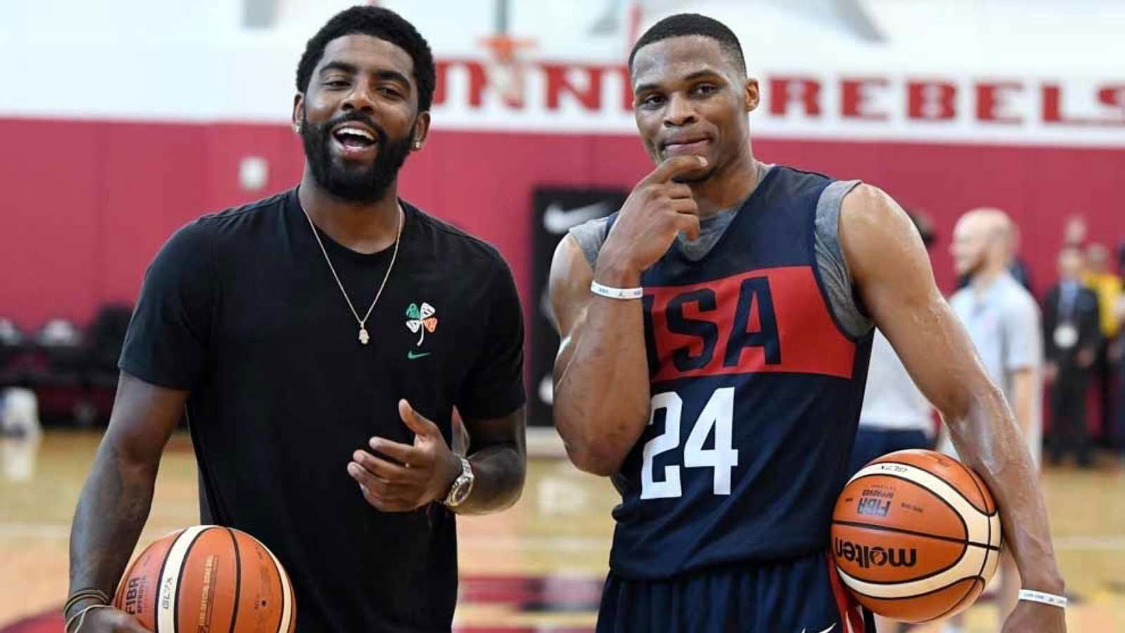 Kyrie Irving and Russell Westbrook at the national team camp
