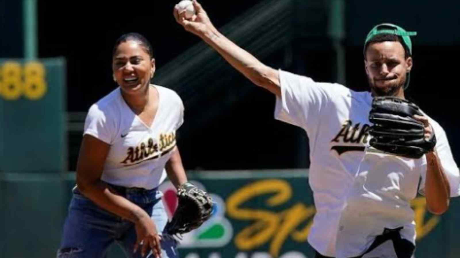 “MLB is definitely not your cup of tea” NBA Fans roast Stephen Curry and Ayesha for terrible first pitch